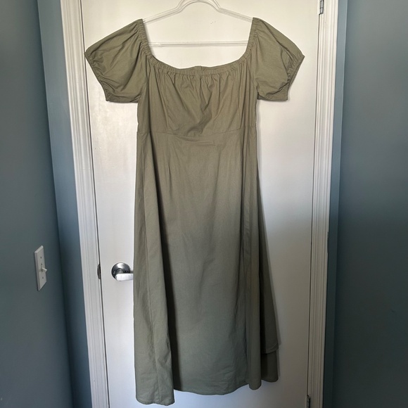 ASOS Maternity Green Off Shoulder Puff Sleeve Full Length Maxi Dress - Picture 3 of 13